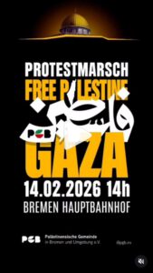 Free Gaza! Free Palestine! - Demo am 14. Februar 2026 @ Hauptbahnhof