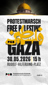 Protestmarsch Free Palestine! Free Gaza! 30. Mai 2026 @ Rudolf-Hilferding-Platz